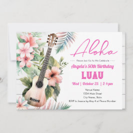 Invitation Aloha Luau ukulele 50e anniversaire