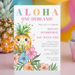 Invitation Aloha Onederland Été Ananas 1er Anniversaire
