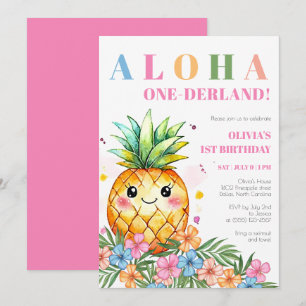Invitation Aloha Onederland Tropical Ananas 1er Anniversaire