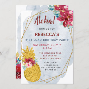 Invitation Aloha Pineapple Luau fête d'anniversaire