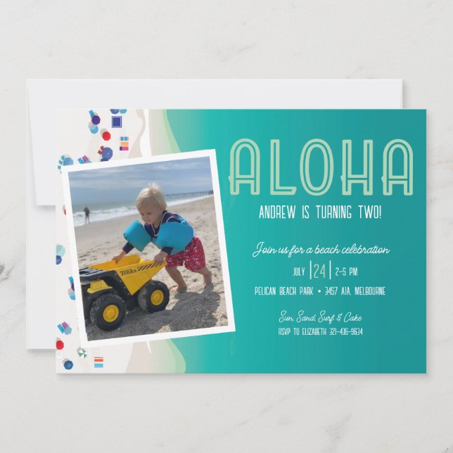 Invitation Aloha Summer Beach fête d'anniversaire (Devant)