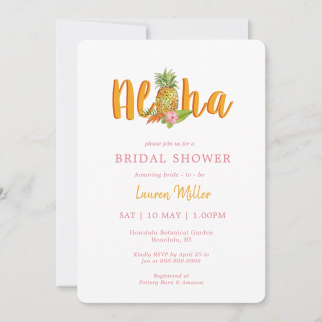 Invitation Aloha Tropical Bridal (Devant)