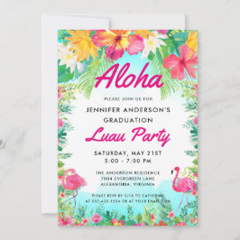Invitation Aloha Tropical Flamant rose Luau