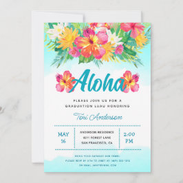 Invitation Aloha Tropical Graduation Luau Parties scintillant