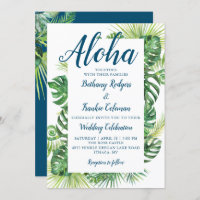 Aloha Tropical Greenery Blue Beach Mariage