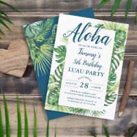 Aloha Tropical Greenery Luau Fête d'anniversaire
