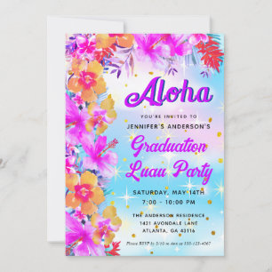 Invitation Aloha Tropical Hawaiian Luau Graduation Party