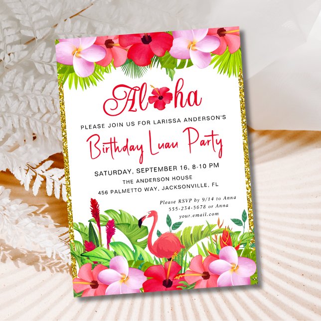 Invitation Aloha Tropical Luau fête d'anniversaire (Créateur téléchargé)