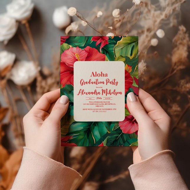 Invitation Aloha Tropical Luau Graduation Party (Créateur téléchargé)