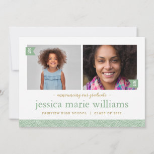 Invitation Alors et maintenant 2 Photo Graduation Party Invit