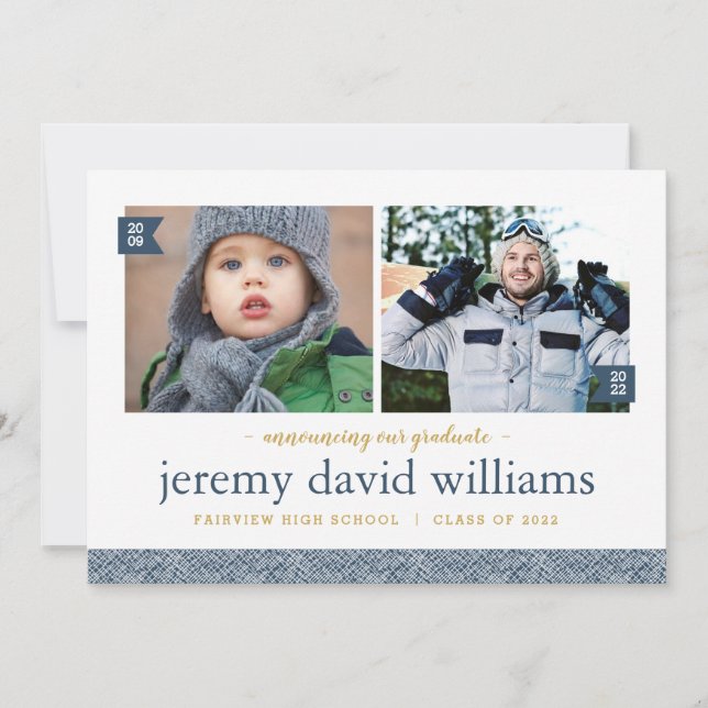 Invitation Alors et maintenant 2 Photo Graduation Party Invit (Devant)