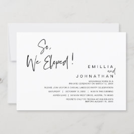 Invitation Alors, nous nous sommes enfuis, fête de mariage en