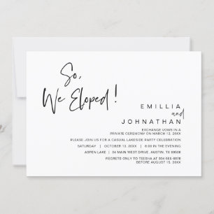 Invitation Alors, nous nous sommes enfuis, Mariage Fuite de N