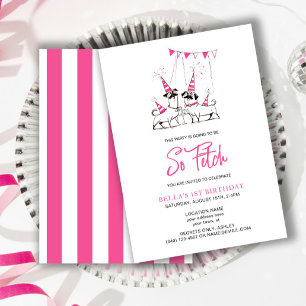 Invitation Alors rapporter Puppy rose fête d'anniversaire