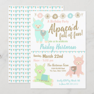 Invitation Alpaca plein d'amusement fête d'anniversaire