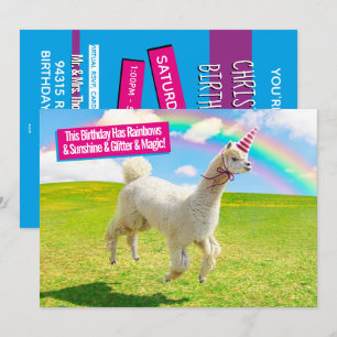 Invitation Alpaca Unicorne sous ciel ouvert