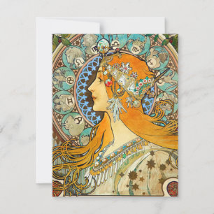 Invitation Alphonse Mucha Art Nouveau Zodiac