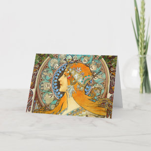 Invitation Alphonse Mucha Art Nouveau Zodiac