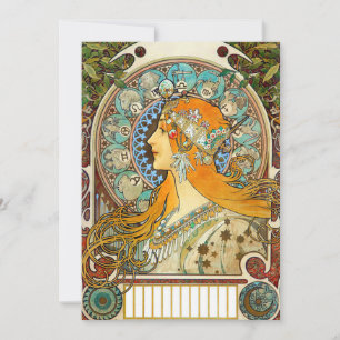 Invitation Alphonse Mucha Art Nouveau Zodiac