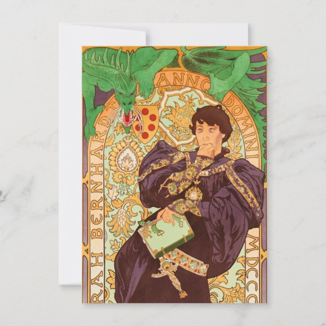 Invitation Alphonse Mucha Prince et Dragon (Devant)