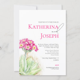 Invitation Alpine primrose aquarelle rose mariage photo