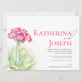 Invitation Alpine primrose aquarelle rose paysage mariage