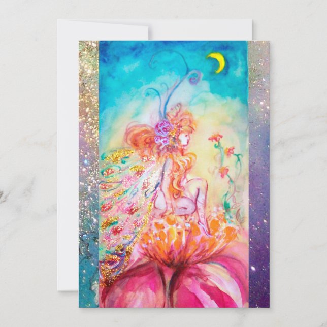 Invitation ALTHEA, monogramme rose bleu jaune vert scintillan (Devant)