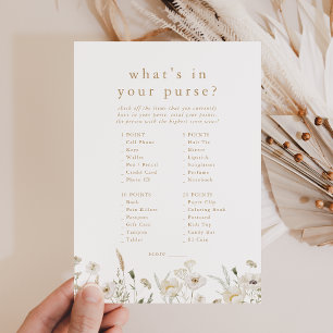 Invitation ALYSSA Boho Flower What's In Your Purse Game Card