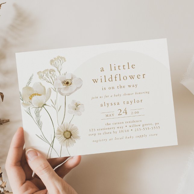 Invitation ALYSSA Floral Boho Petit Baby shower Fleur sauvage (ALYSSA Floral Boho Little Wildflower Baby Shower Invitation)