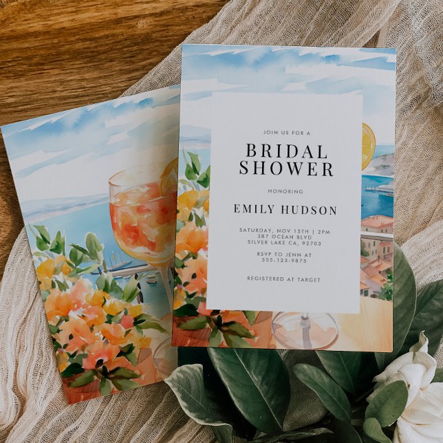 Invitation Amalfi Coast Aperol Spritz Fête des mariées (Créateur téléchargé)