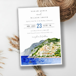 Invitation Amalfi Coast Italie Aquarelle Mariage Paysage