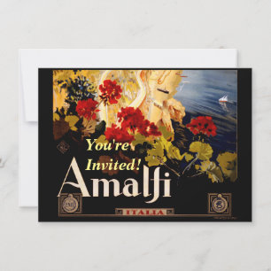 Invitation Amalfi Italie Poster de voyage Graphique d'art