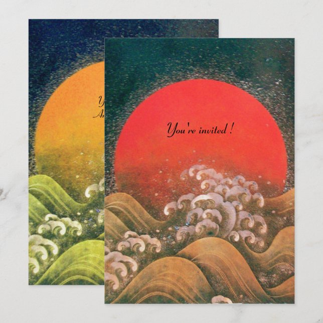 Invitation AMATERASU, DÉESSE DU SOLEIL, jaune noir rouge arge (Devant / Derrière)