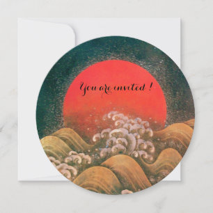 Invitation AMATERASU, DÉESSE DU SOLEIL, rouge noir marron