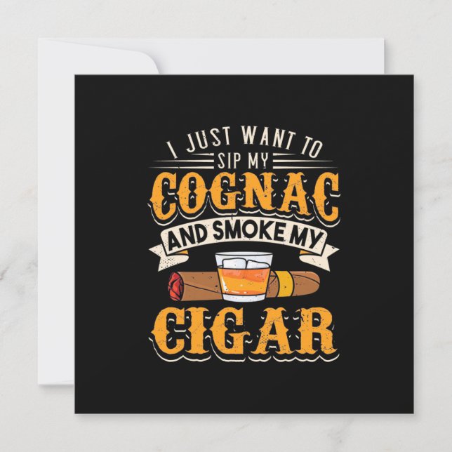 Invitation Amateur de cigares | Mon Cognac et fumer mon cigar (Devant)