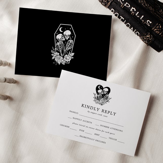 Invitation Amateurs jusqu'à la mort Skeletons et mariage Rose (Créateur téléchargé)