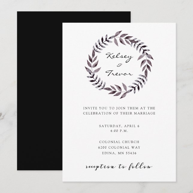 Invitation Ambiance moderne Aquarelle Florale Mariage Invitat (Devant / Derrière)