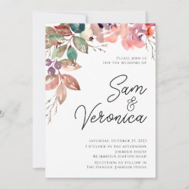Invitation Ambiance romantique Blush Mauve Aquarelle Mariage