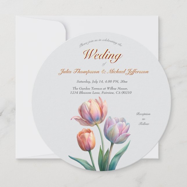 Invitation Ambiance romantique et poétique Pastel Tulips (Devant)