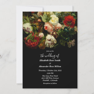 Invitation Ambiance romantique foncé élégant fleurs florales 