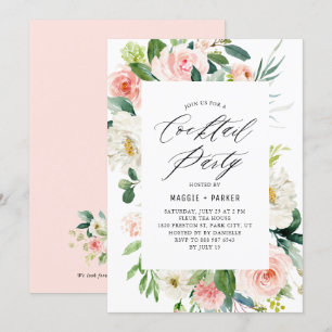 Invitation Ambiance romantique Peach Florals Cocktail Party