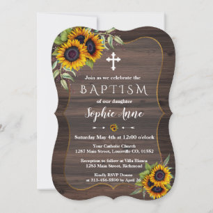 Invitation Ambiance romantique Sunflower Mariage en bois