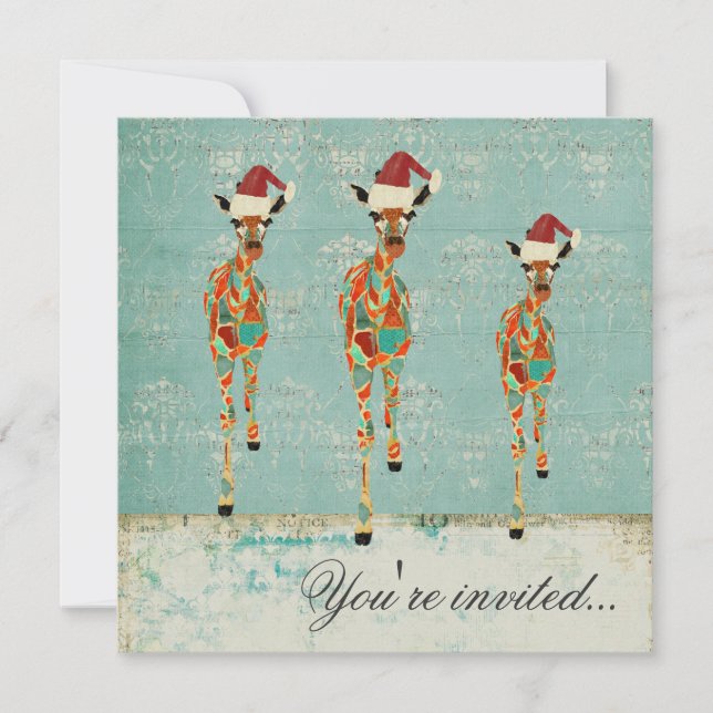 Invitation ambre et azurée de fête de Noël de (Devant)