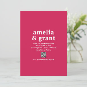 Invitation Amelia Magenta Mariage moderne
