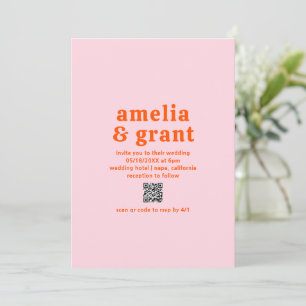 Invitation Amelia Orange rose Mariage moderne