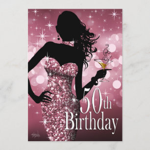 Invitation Amenez la Bling Sparkle 50e anniversaire mauve