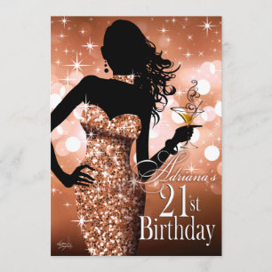 Invitation Amenez le Bling Sparkle 21e anniversaire bronze