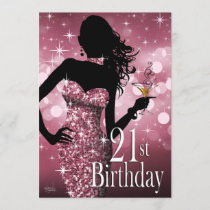 Invitation Amenez le Bling Sparkle 21e anniversaire mauve