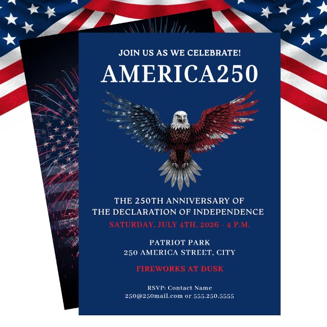 INVITATION AMERICA250 PARTY JULY 4TH CELEBRATION (AMERICA250 PARTY JULY 4TH CELEBRATION INVITATION)