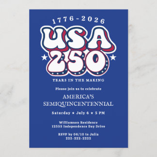 Invitation America 250 1776 US 250th Anniversary Groovy Blue